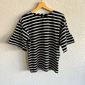 J. CREW Mariner Cloth Ruffle Sleeve Striped T-Shirt